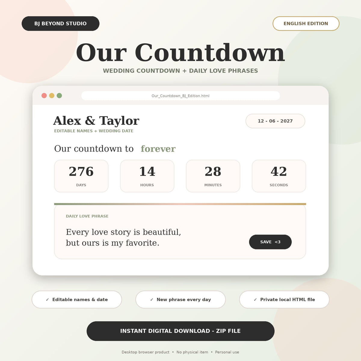 Wedding Countdown App preview